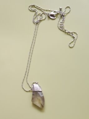 Chico's Silver-Tone Crystal Point Pendant Necklace - Clear